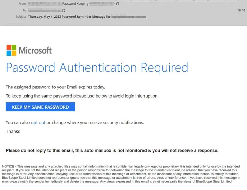 contoh email phishing