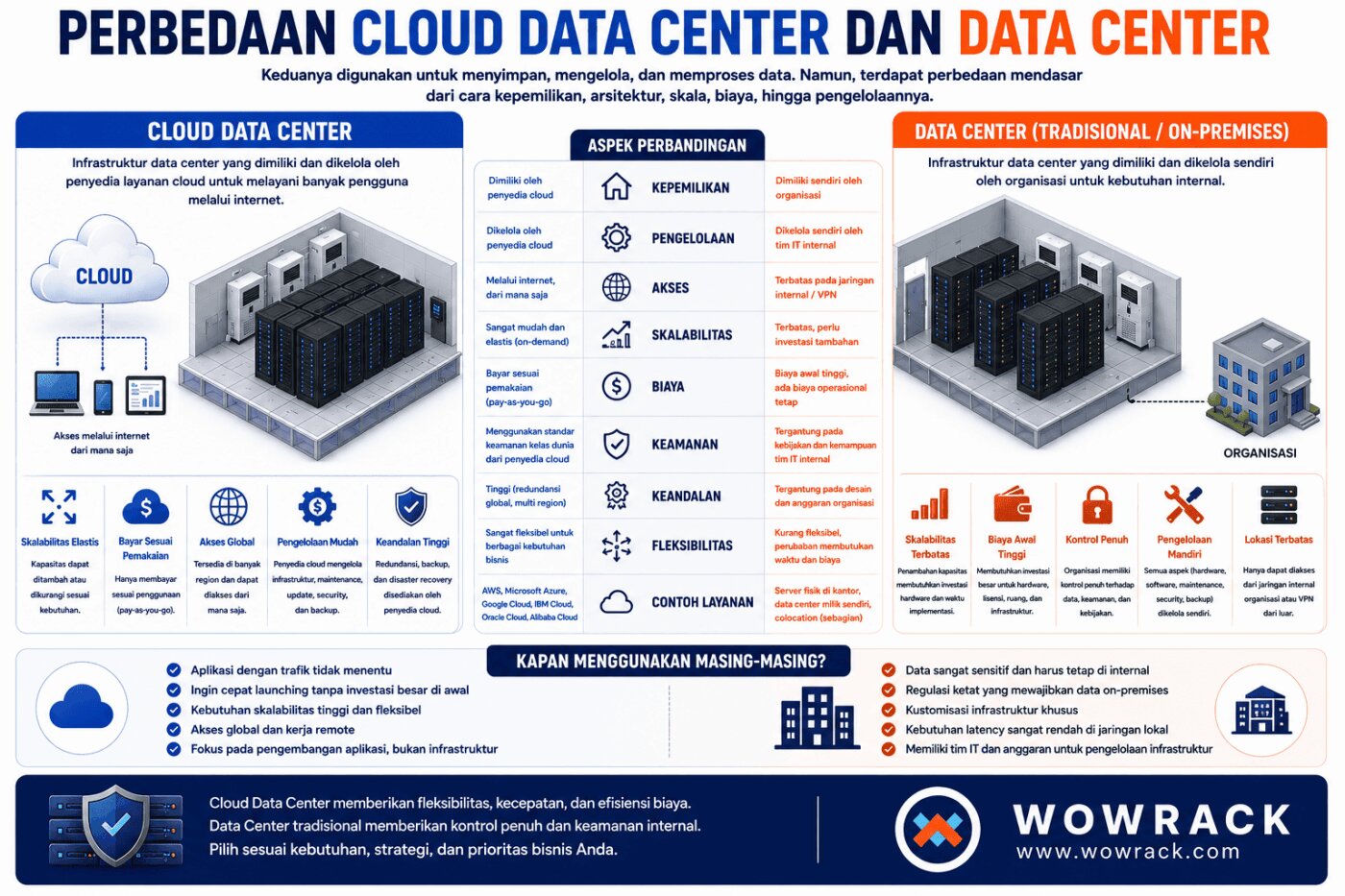perbedaan cloud data center biasa (on premise)