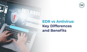Person monitoring endpoint security software detecting potential threats