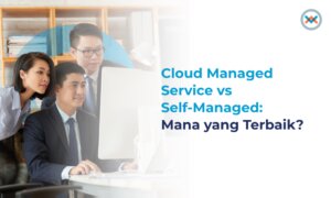 Business team reviewing cloud infrastructure strategy and cloud managed service solutions