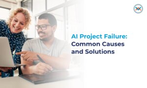 Business professionals discussing how to prevent AI project failure during project planning